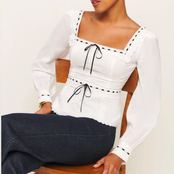 Reformation Haisley Top, White, Size 4 - Picture 4 of 5